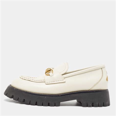 gucci white bee loafers|Gucci harald platform loafers.